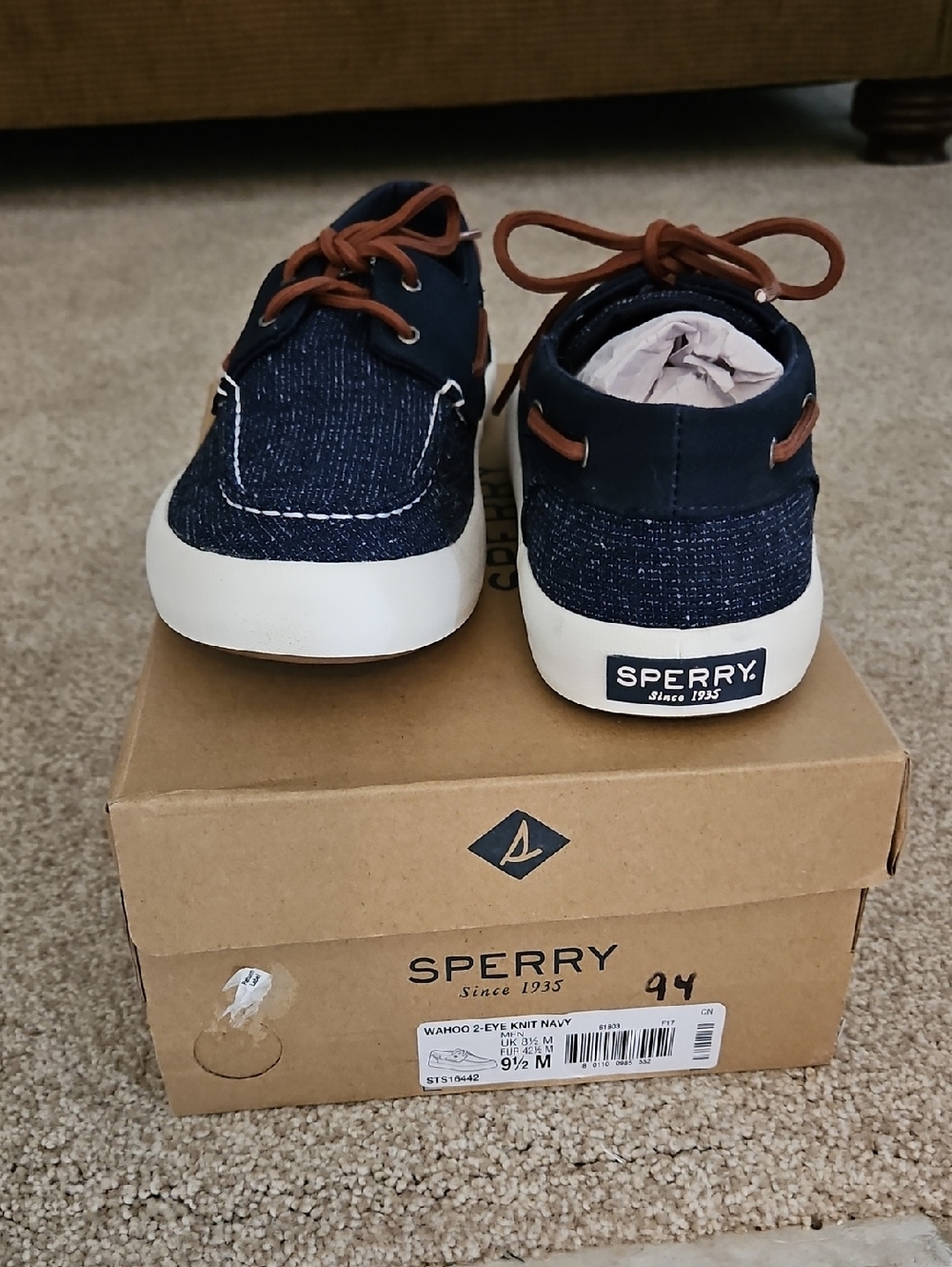 Sperry Navy and Brown Knit Boat Sneakers